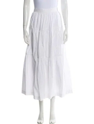 Pre-owned Staud Pleated Accents Midi Length Skirt In White