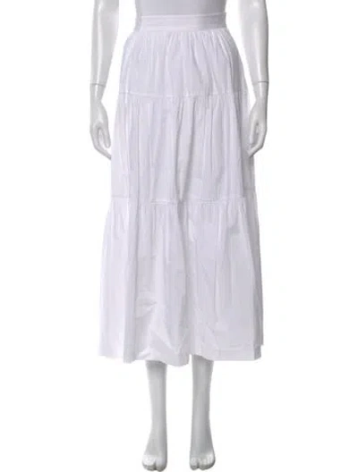 Pre-owned Staud Pleated Accents Midi Length Skirt In White
