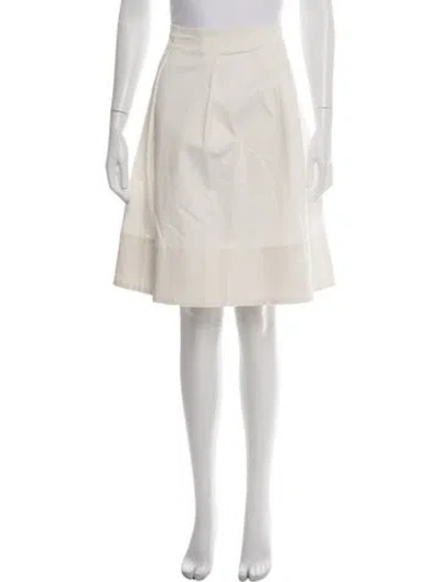 Pre-owned Staud Pleated Accents Midi Length Skirt In White