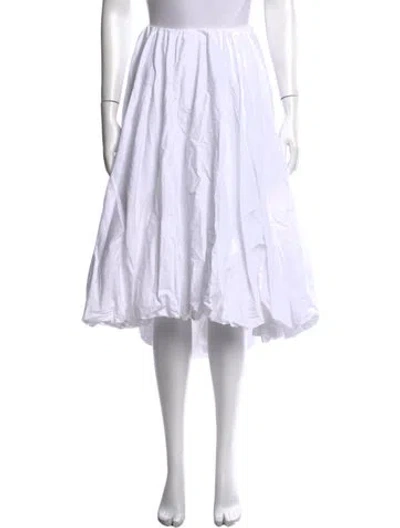 Pre-owned Staud Pleated Accents Midi Length Skirt In White