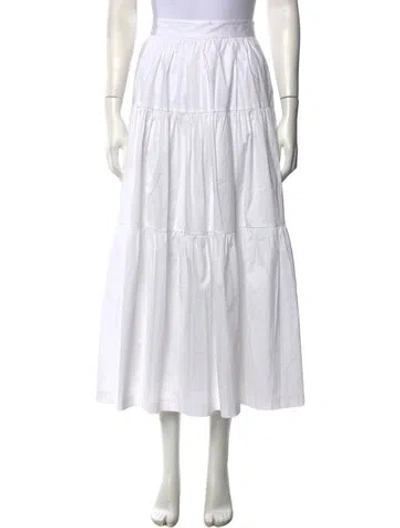 Pre-owned Staud Pleated Accents Midi Length Skirt In White