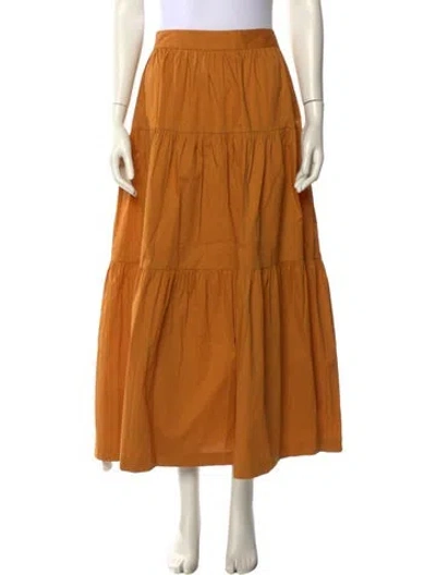 Pre-owned Staud Pleated Accents Midi Length Skirt In Yellow