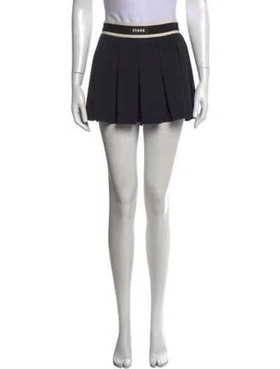 Pre-owned Staud Pleated Accents Mini Skirt In Black