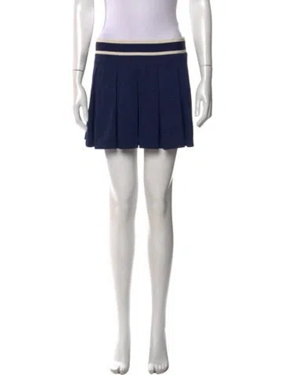 Pre-owned Staud Pleated Accents Mini Skirt In Blue
