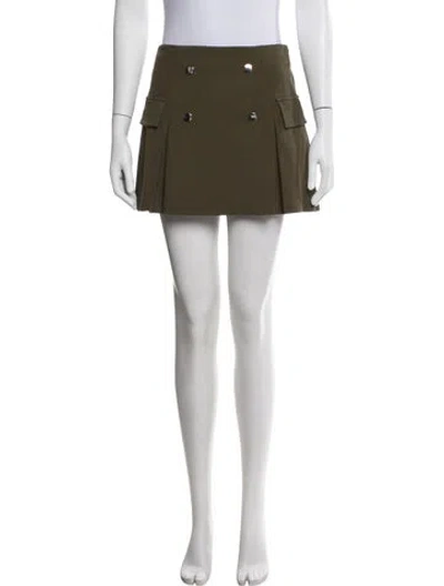 Pre-owned Staud Pleated Accents Mini Skirt In Green