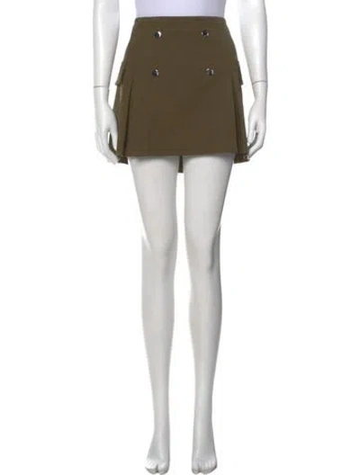 Pre-owned Staud Pleated Accents Mini Skirt In Green