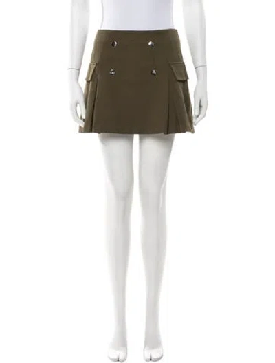 Pre-owned Staud Pleated Accents Mini Skirt In Green