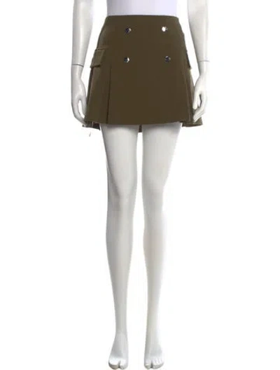 Pre-owned Staud Pleated Accents Mini Skirt In Green