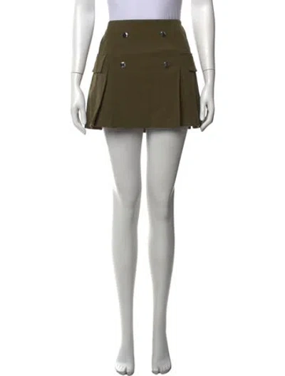 Pre-owned Staud Pleated Accents Mini Skirt In Green