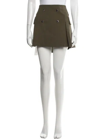 Pre-owned Staud Pleated Accents Mini Skirt W/ Tags In Green