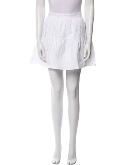 Pre-owned Staud Pleated Accents Mini Skirt In White