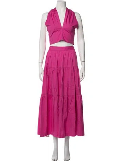 Pre-owned Staud Pleated Accents Skirt Set In Pink