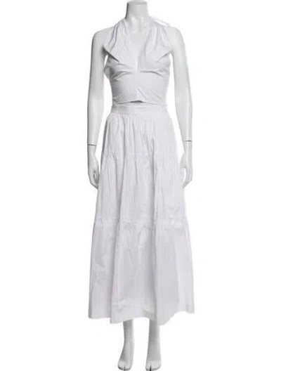 Pre-owned Staud Pleated Accents Skirt Set In White