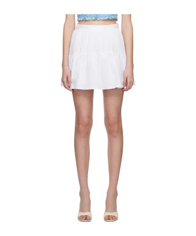Staud Pleated Detail Skirt In White