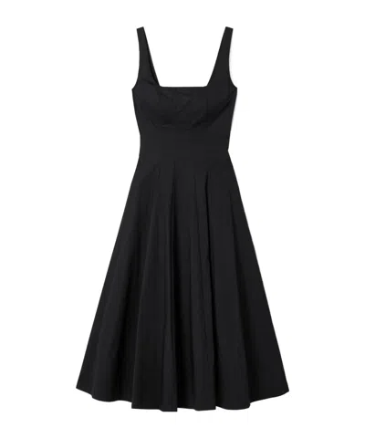 Staud Pleated  Midi Dress In Black