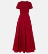 Staud Hopper Stretch-jersey And Pleated Faille Maxi Dress In Red