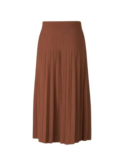 Staud Lena Pleated Knit Maxi Skirt In Brown