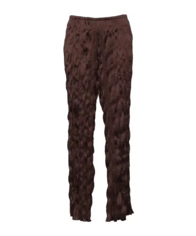 Staud Plisse Nami Trousers In Brown