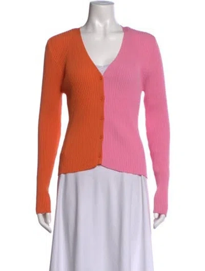 Pre-owned Staud Plunge Neckline Sweater In Orange