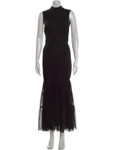 Pre-owned Staud Polka Dot Print Long Dress In Black