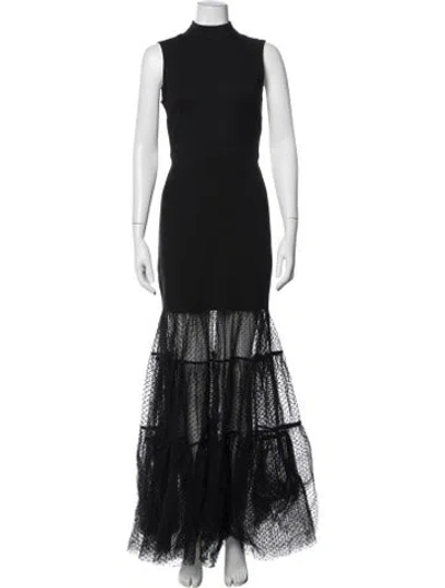 Pre-owned Staud Polka Dot Print Long Dress In Black