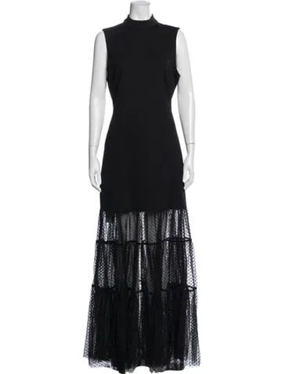 Pre-owned Staud Polka Dot Print Long Dress In Black