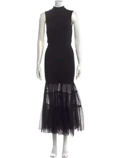 Pre-owned Staud Polka Dot Print Long Dress In Black