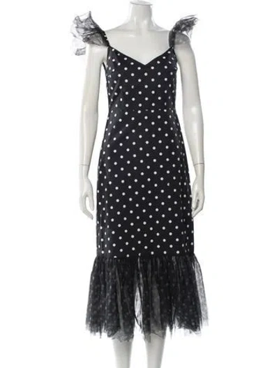 Pre-owned Staud Polka Dot Print Long Dress In Gray