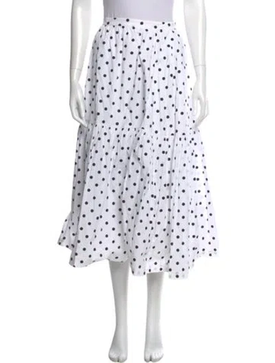 Pre-owned Staud Polka Dot Print Midi Length Skirt In White