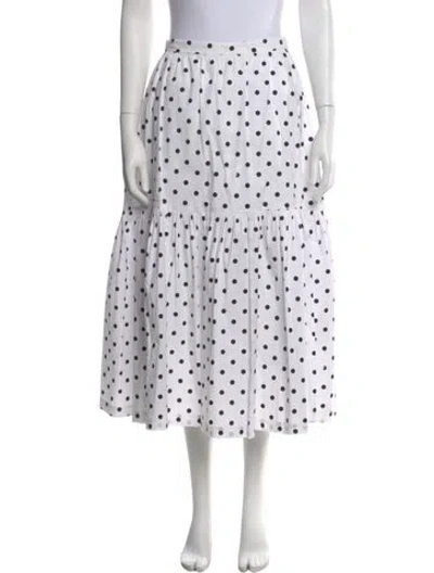 Pre-owned Staud Polka Dot Print Midi Length Skirt In White