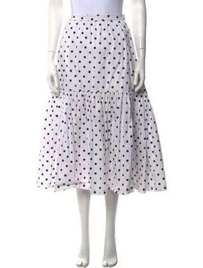Pre-owned Staud Polka Dot Print Midi Length Skirt In White