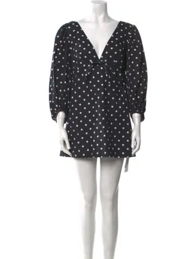 Pre-owned Staud Polka Dot Print Mini Dress In Black
