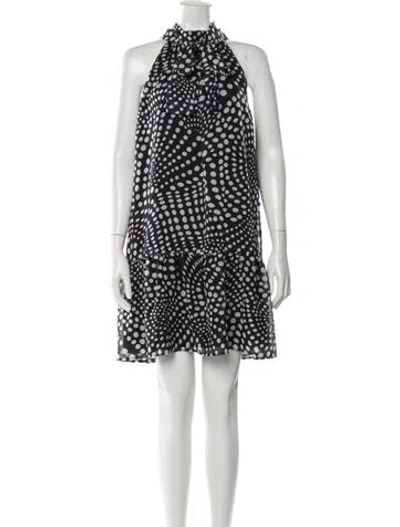 Pre-owned Staud Polka Dot Print Mini Dress In Black