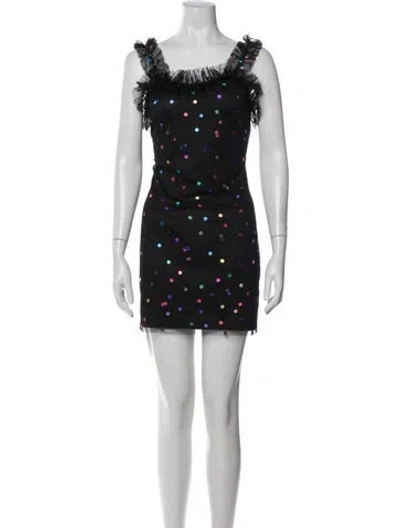 Pre-owned Staud Polka Dot Print Mini Dress In Black