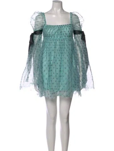 Pre-owned Staud Polka Dot Print Mini Dress In Blue