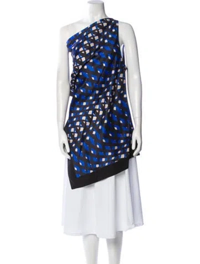 Pre-owned Staud Polka Dot Print One-shoulder Tunic In Black