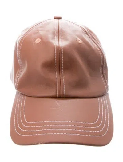 Pre-owned Staud Polyurethane Baseball Hat In Brown