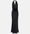 Staud Poppi Draped Halterneck Silk-blend Gown In Black