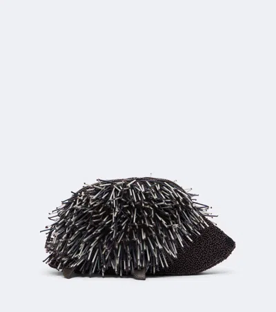 Staud Porcupine Beaded Clutch In Brown