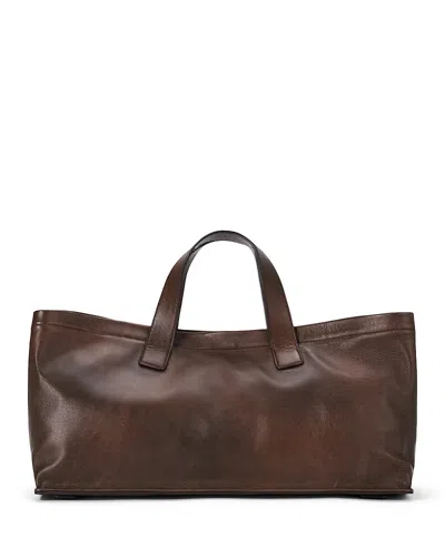 Staud Port East/west Leather Tote In Brown