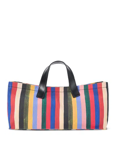 Staud Port Striped East/west Canvas Tote In Multi