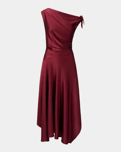 Staud Portia Asymmetric Handkerchief Midi Dress In Carmino