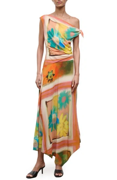 Staud Portia Floral Print One-shoulder Maxi Dress In Multi