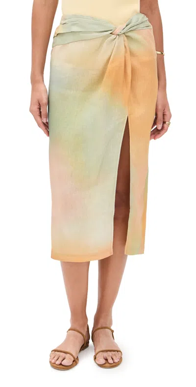 Staud Porto Linen Skirt Pastel Clouds