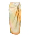 Staud Porto Linen Skirt Pastel Clouds In Multi
