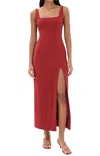 Staud Ankle Portrait Dress In Rouge In Multi