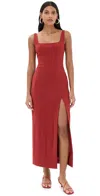 Staud Ankle Portrait Dress In Rouge In Rouge