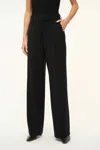Staud Logo High Waist Trousers With Pleat Detailing In Black