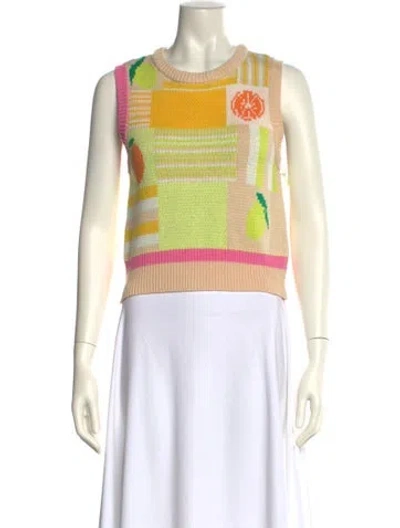 Pre-owned Staud Printed Crew Neck Sweater In Neutral