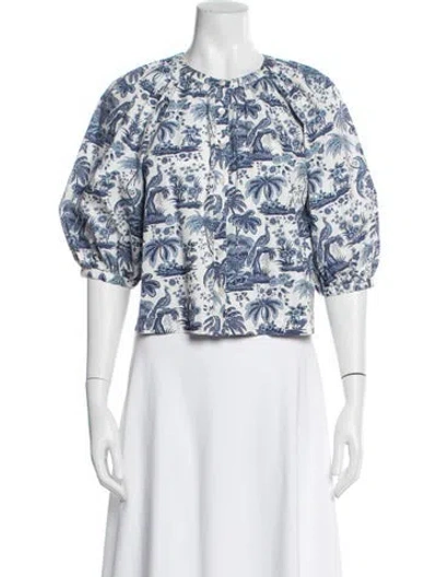 Pre-owned Staud Printed Crew Neck Top In Multi